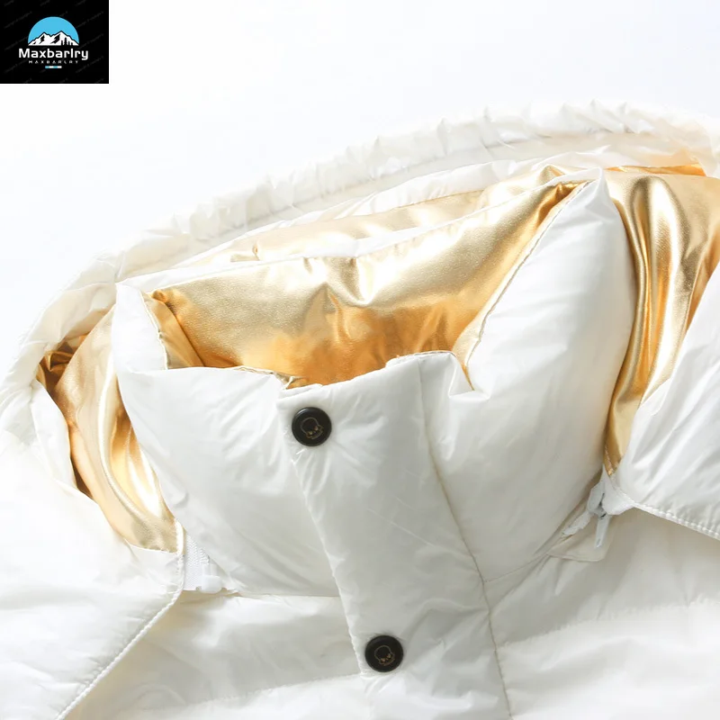 Пуховик мужской с капюшоном модная теплая куртка на черном золотом белом утином