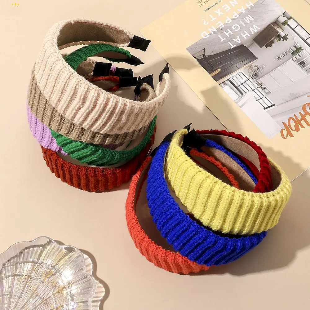 

Thick Knitted Yarn Solid Color Vintage Women Headband Headwear Hair Hoop Girls Hairband