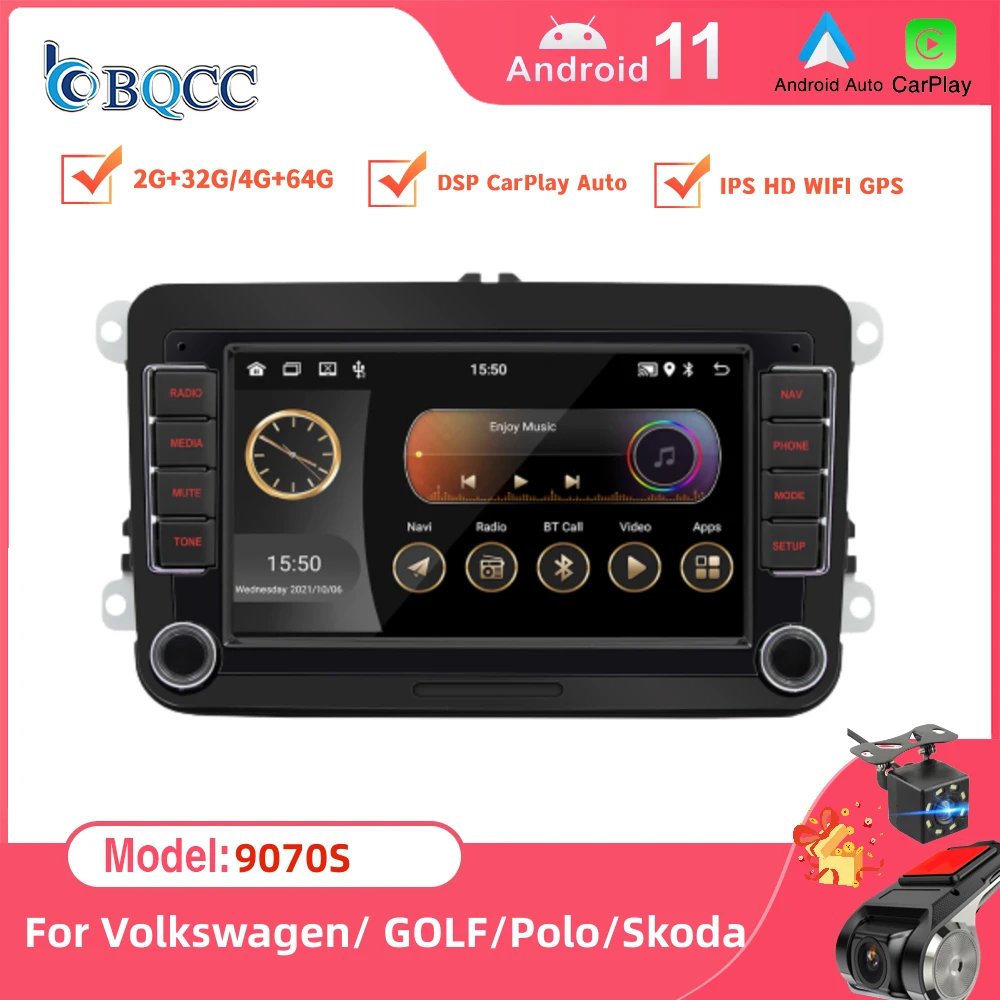7" Carplay Car Radio Android Auto Multimedia Stereo GPS 2Din For VW Volkswagen Skoda Octavia golf touran passat B6 polo Jetta