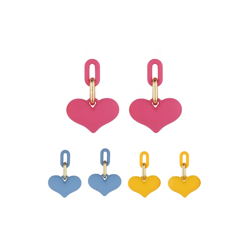 

Frosted Heart Acrylic Drop Earrings Cute Fashion Women Earring
