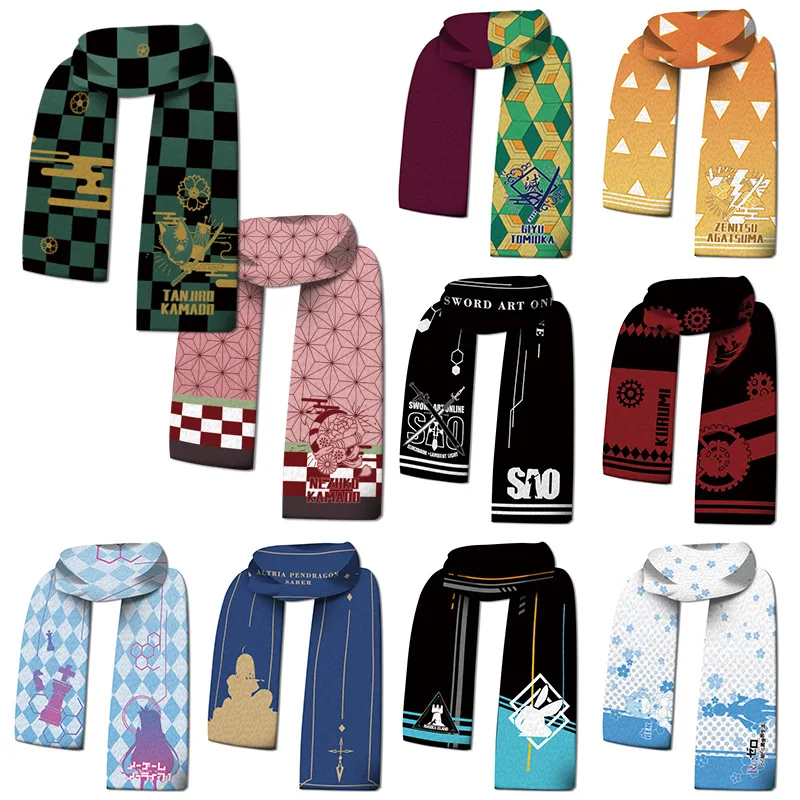 

Anime Scarf Demon Slayer Genshin Impact Tokyo Avengers SAO Neck Scarf Winter Warm Plush Scarves Toy Gift