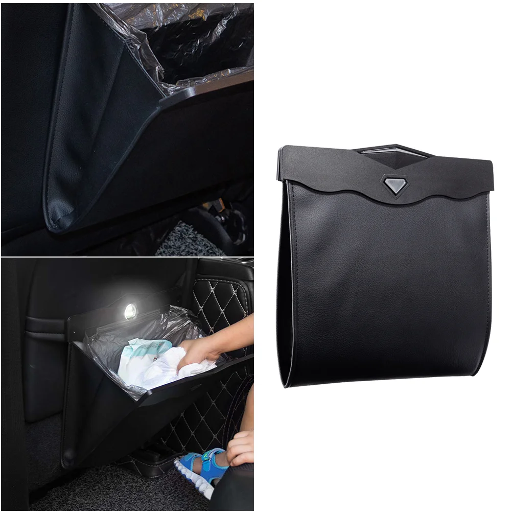 

1pc Car Trash Ba Foldable Waterproof LED Trash Bin Garbage Bag Rubbish Bag for Auto