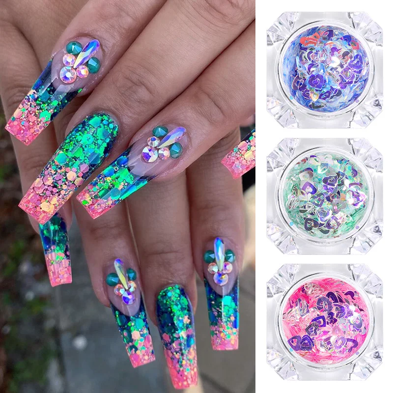 

1 Box Flakes Nail Sequins Paillette Crystal Nail Glitter Shining Pigment Dust Powder Nail Decoration Manicure Holographic Power