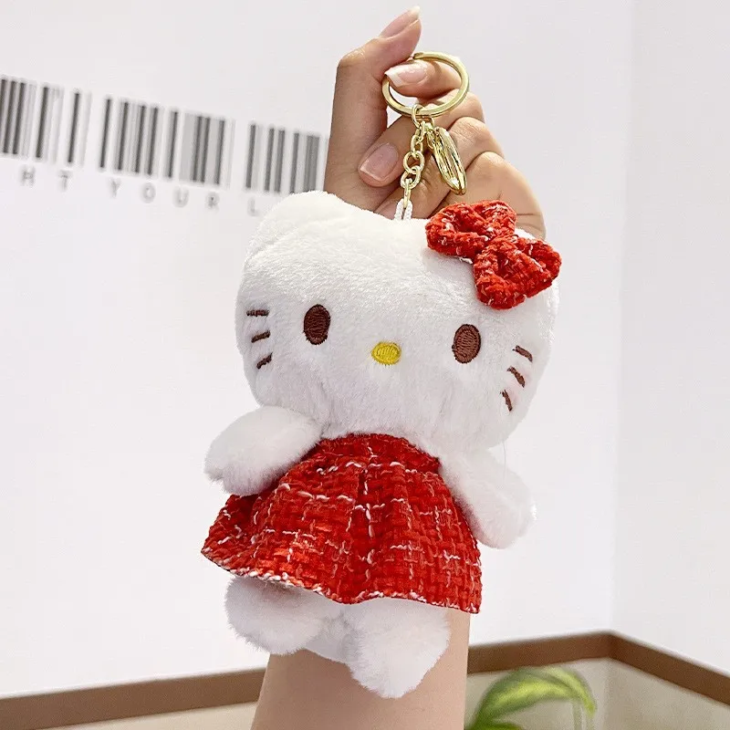 Брелок для ключей Sanrio с мультяшным ангелом Hello Kitty милый плюшевый Кот брелок