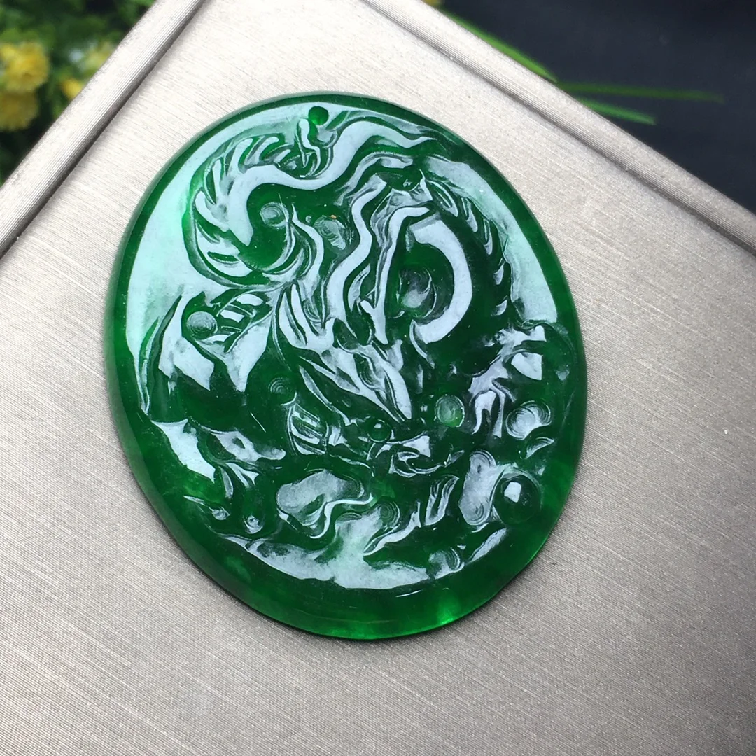 

Hot Selling Hand-carve Jade Ice Green Dragon Brand Necklace Pendant Fashion Jewelry Accessories MenWomen Luck Gifts1