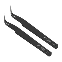 4 pcs 13cm length black anti static straight curved tweezers