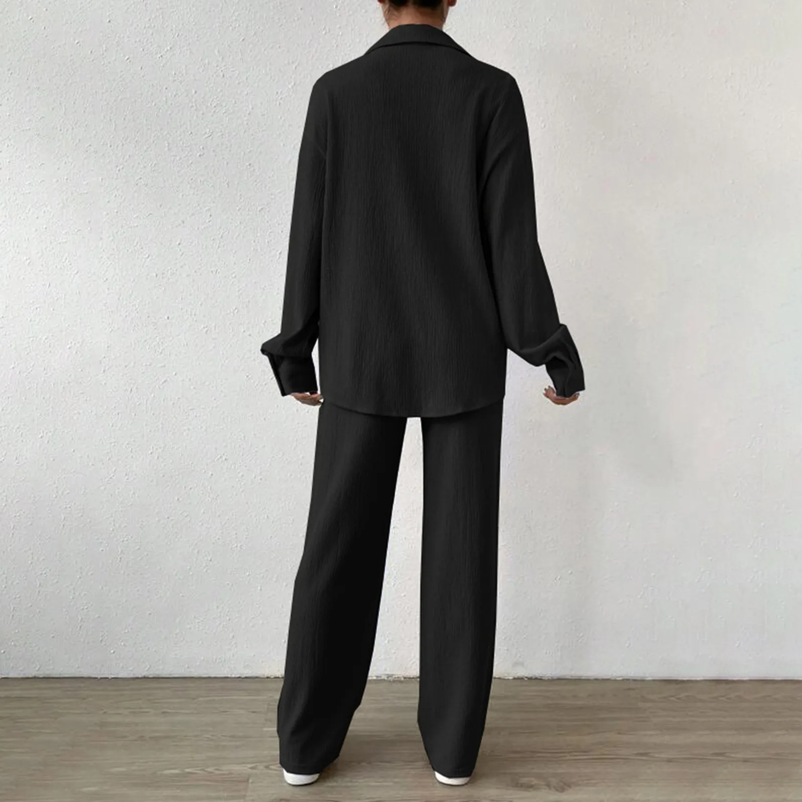 Женская атласная одежда из 2 предметов PJS для отдыха свободная рубашка с длинным