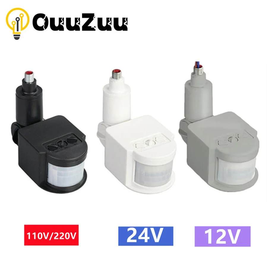 

OuuZuu Motion Sensor Light Switch Outdoor AC 220V/110V Automatic Infrared PIR Motion Sensor Switch With LED Light 24V/12V