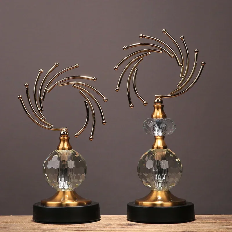 

American Creative Abstract Metal Crystal Decoration Hallway Office Living Room Home Housewarming Gift Decoration Glass