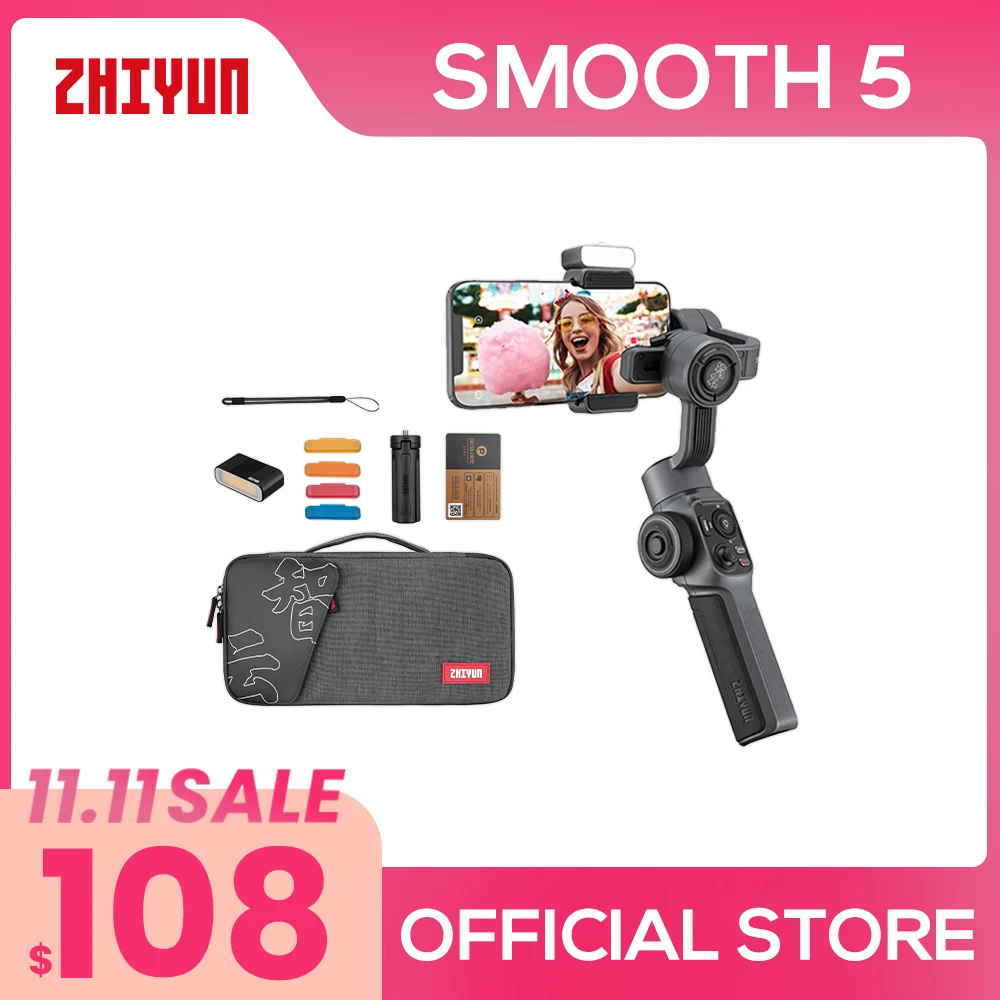 ZHIYUN ufficiale Smooth 5 Gimbal Phone stabilizzatore portatile Smartphone portatile a 3...
