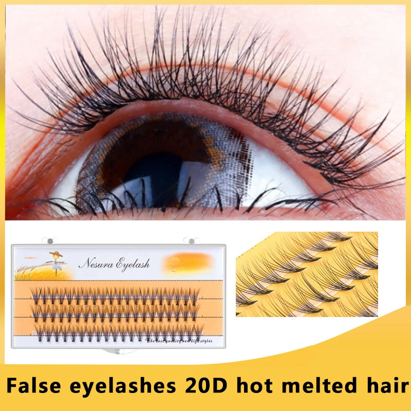 

20P Hot Metled Cluster Eyelahes 0.07mm Individual Makeup Lashes Natural Soft C Curl 20D Premade Volume Fans Eyelash Extensions