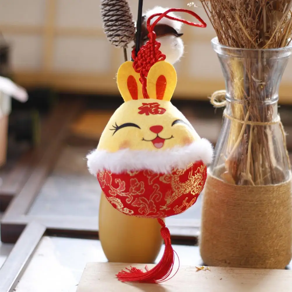 

Плюшевый кролик, игрушка из полипропилена и хлопка, игрушка-кролик со шнурком, Китайский кролик на лунный год, талисман, набивное животное, к...