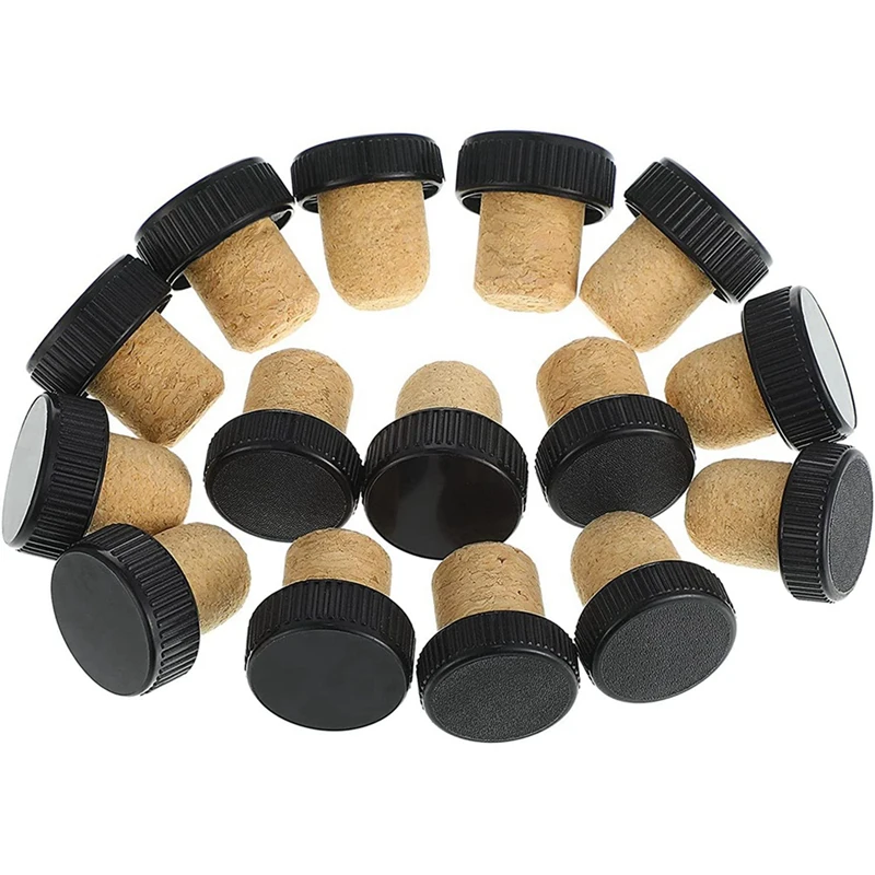 

100X Cork Plugs Cork Stoppers Tasting Corks T-Shape Wine Corks With Plastic Top Wooden Wine Bottle Stopper Bottle Plugs