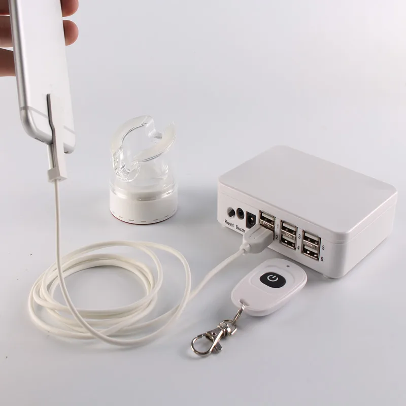 Mobile Smart Phone Security Display Burglar Alarm System With Pure Acrylic Stand Cell Phone Anti-Theft Alarm 6 Ports Hub