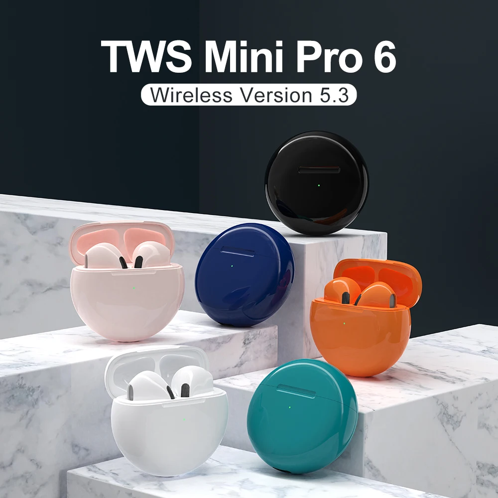 

Air Pro 6 TWS Handsfree Earphones In Ear Buds Waterproof Headset True Wireless Headphone Sports Earbuds Fit for Bluetooth Phones