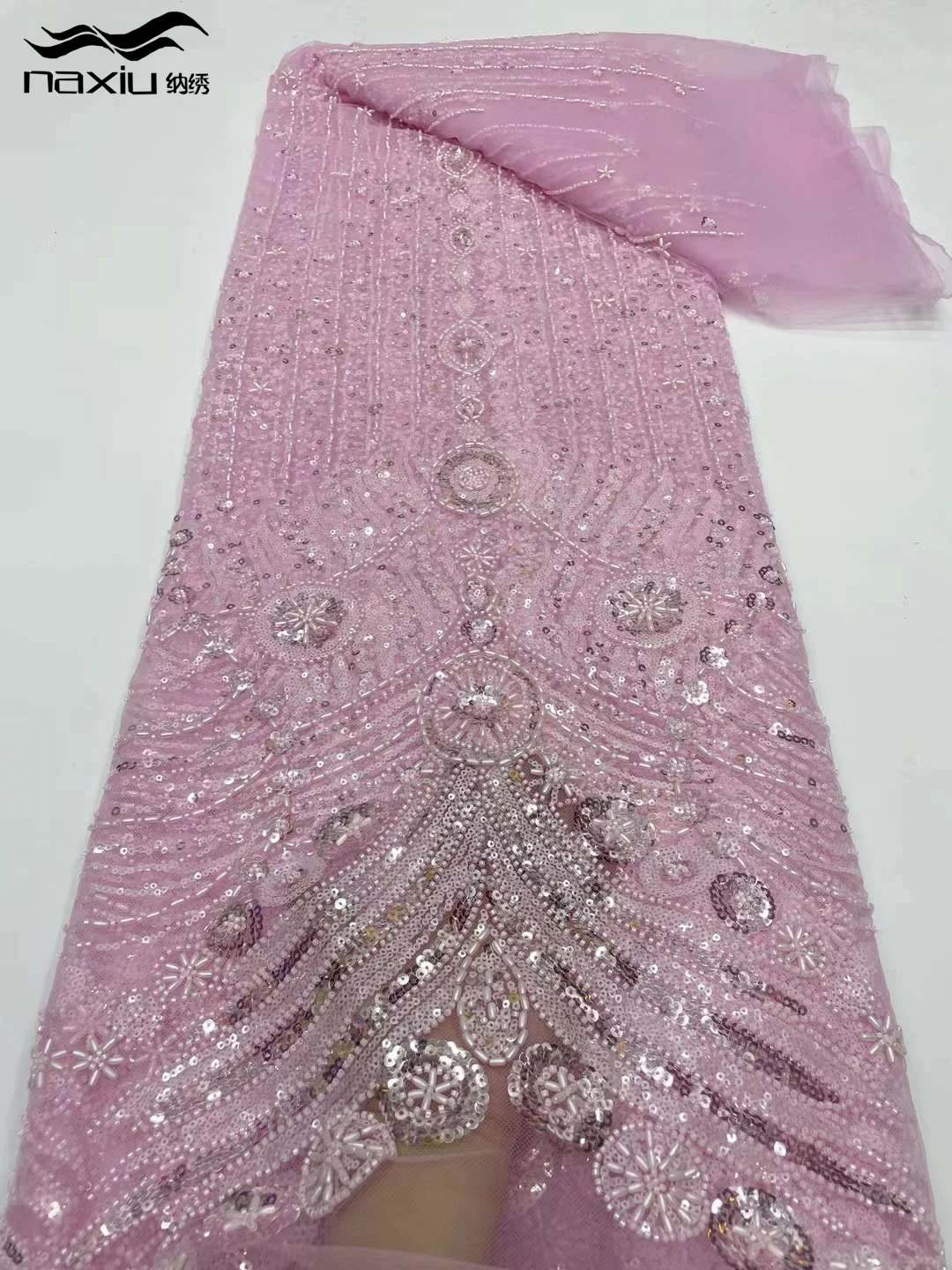 Madison Pink 5 ярдов высококачественная ткань из бисера новейшая африканская