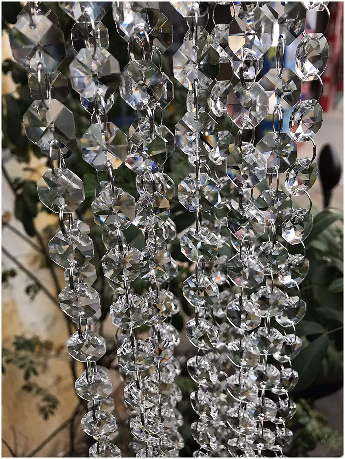 

DIY Clear Crystal Chandelier Beads Lamp Chain for Prism Octagon Beads Chain Wedding Party Tree Garlands Home Decoration