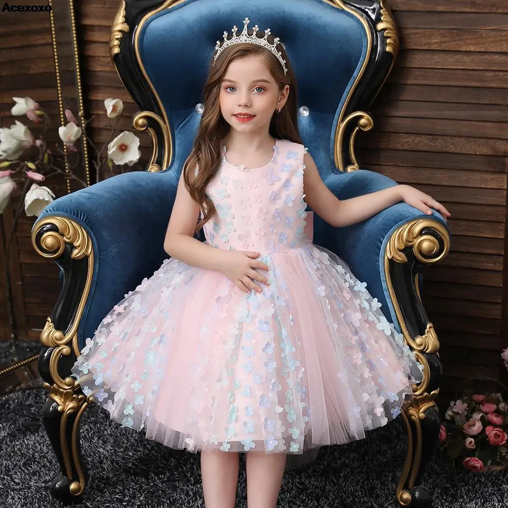 

Summer new women's fashion casual children's mesh bow princess dress