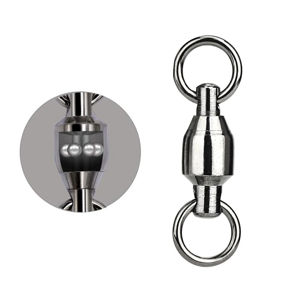 

TIANNSII Ball Bearing Fishing Connector High Strength Rolling Swivel Stainless Steel Solid Ring Fishhook for Fishing Accessories