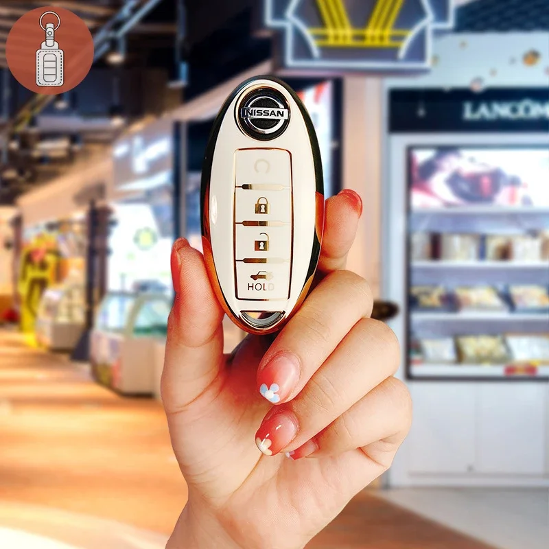 

Брелок для автомобильного ключа с 4 кнопками, чехол для Брелока Для Nissan чехол Qashqai X-trail New Tiida 14th 2021, корпус для брелока из ТПУ