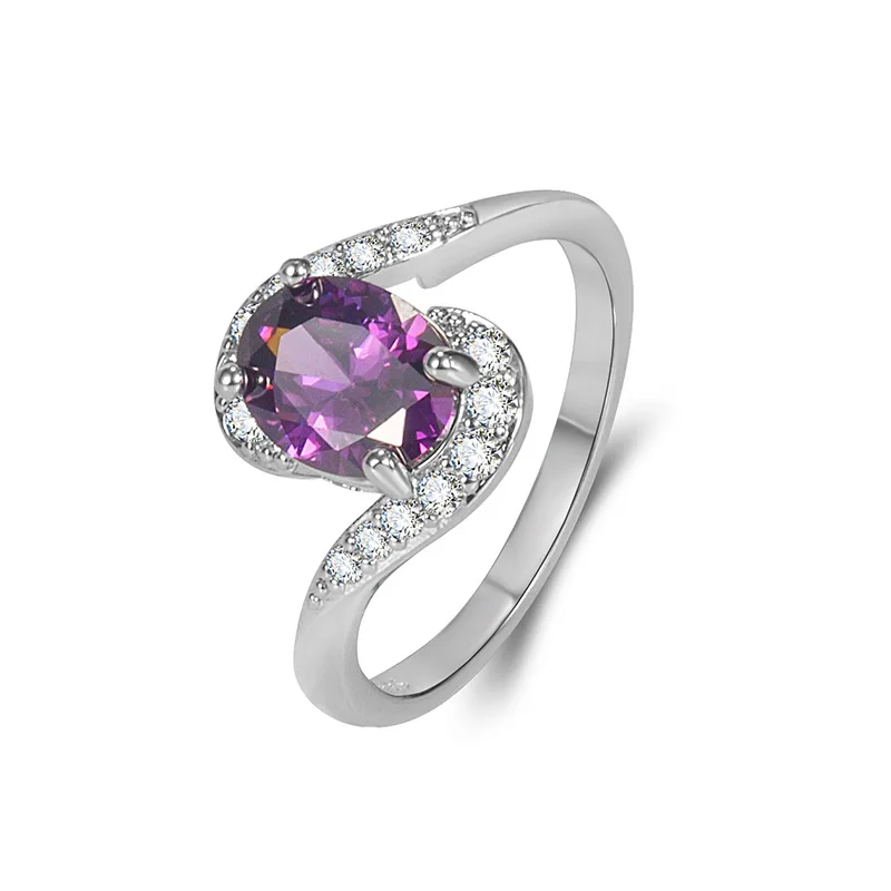 

Genuine 925 Sterling Silver Amethyst Ring Females Anillos De Wedding Bands Origin Amethyst Bizuteria Gemstone Jewellry Anel