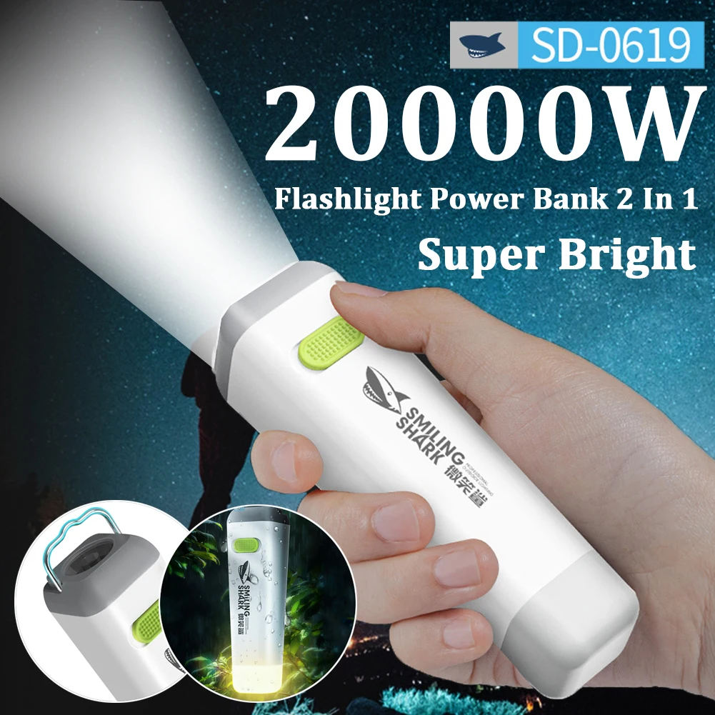 

Mini Torch Highlight LED Flashlight USB Charging Flashlight Power Bank 2 In 1 Waterproof Far Range Lantern for Outdoor Camping