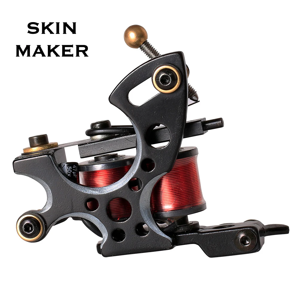 SKINMAKER Tattoo Machine Coil Gun 10 Wraps Professional Aluminium Alloy Electric Tattoo Gun for Shader and Liner Body Art New