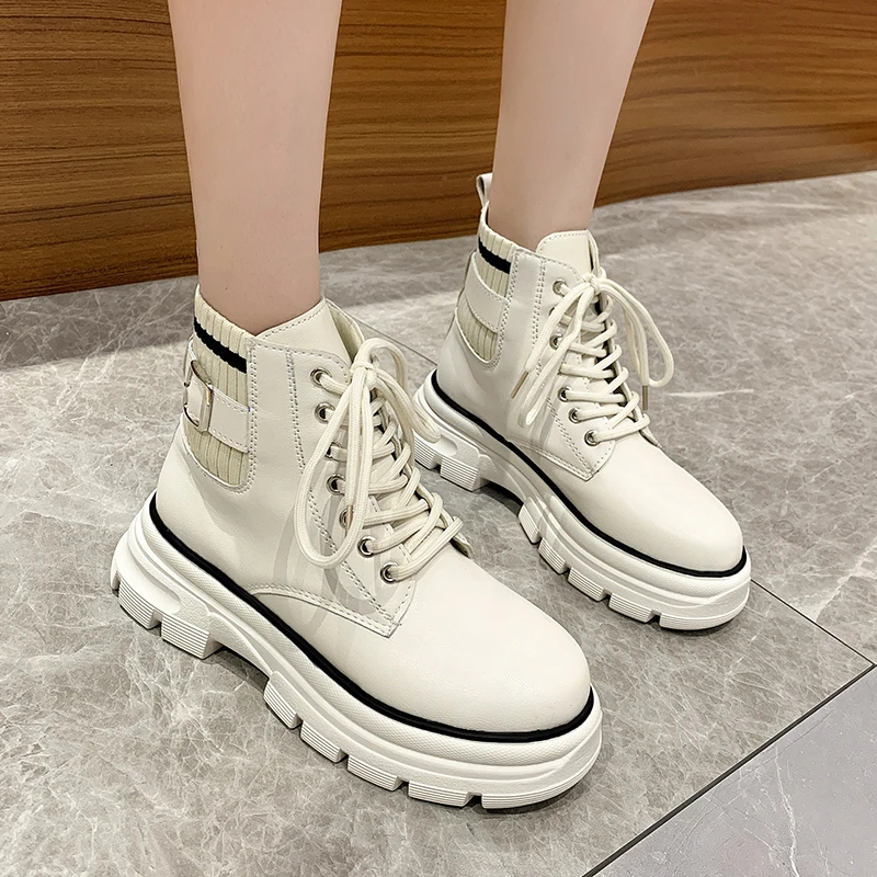 

New Luxury Black Socks Boots Women Modern Ankle Boots Chunky Height Increasing Platform Designer Shoes for Women