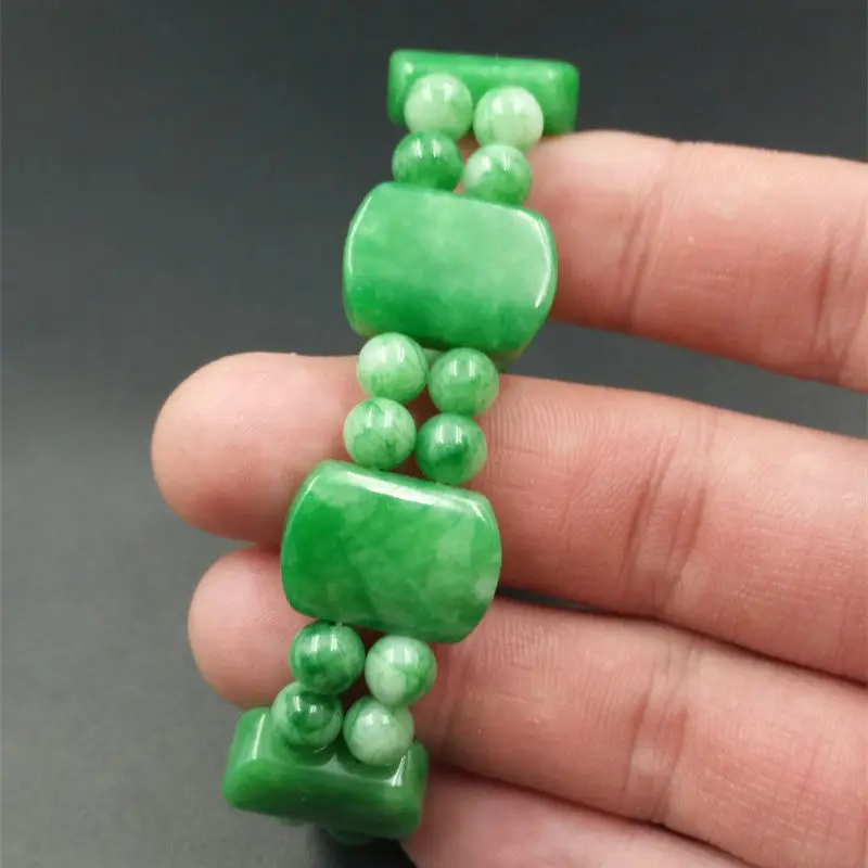 

Natural Green Jade Bracelet Women Healing Jewelry Real Myanmar Emerald Jadeite Elastic Beaded Bangle Lucky Amulet Bracelets