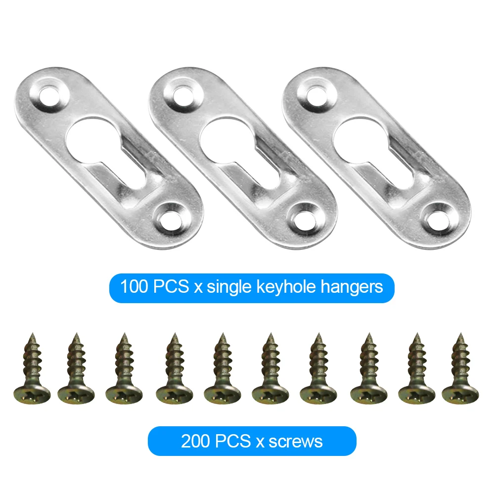 

100pcs With Screws Picture Frame Bracket Single Keyhole Hanger Durable Cabinet