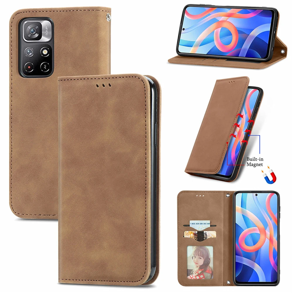 

Poco M4 Pro 5G 2021 Luxury Leather Wallet Magnetic Case for Xiaomi Poco M4 Pro 4G Flip Case Poco X4 NFC X 4 F M 3 M4 Pro Cover