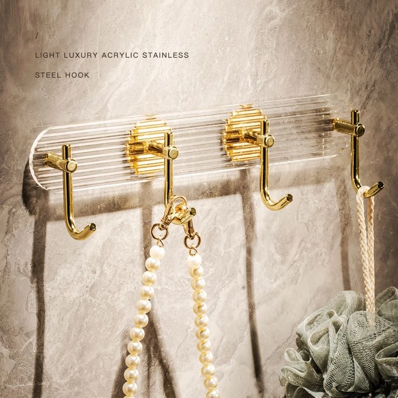 Luxury Decorative Hooks Gold Silver Punch-free Wall Hanging Hook Self-adhesive Towel Bag Holders Clothes Key Holder Wall
