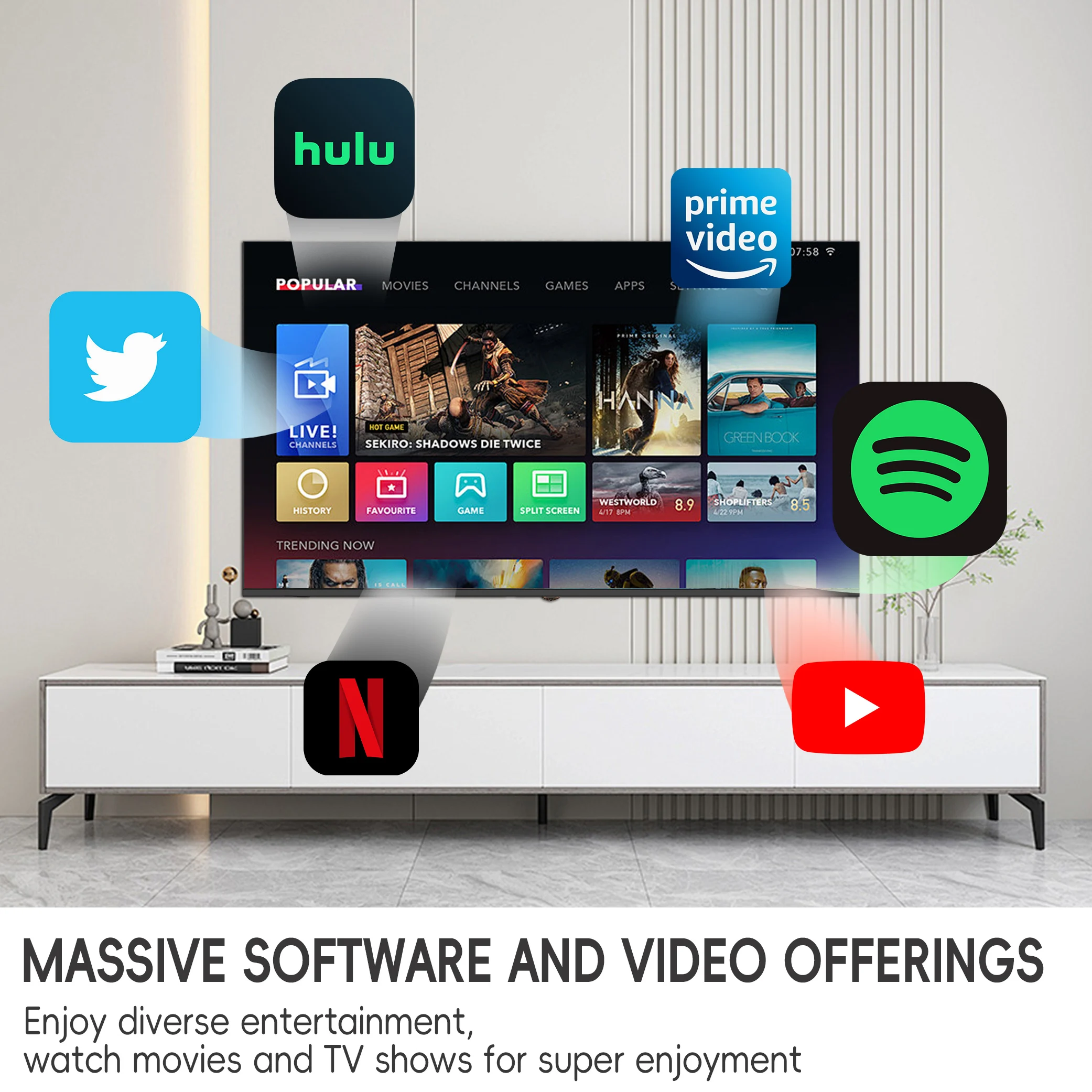 Фото Телевизоры Android 32, 43, 50 дюймов, черные, LED, 4K UHD, с LAN-интерфейсом, Smart TV №2