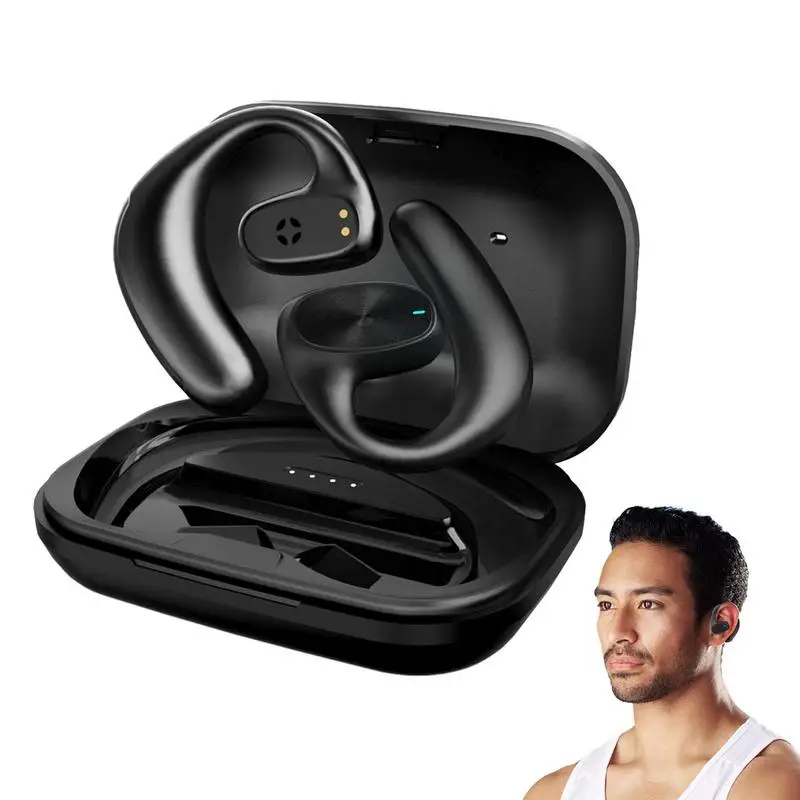Беспроводные наушники с открытым ухом, сенсорное управление, шумоподавляющие наушники, чистый звук, гарнитура с зарядным чехлом для спорта, бега Беспроводные наушники с открытым ухом, сенсорное управление, шумоподавляющие наушники, чистый звук, гарнитура с зарядным чехлом для спорта, бега