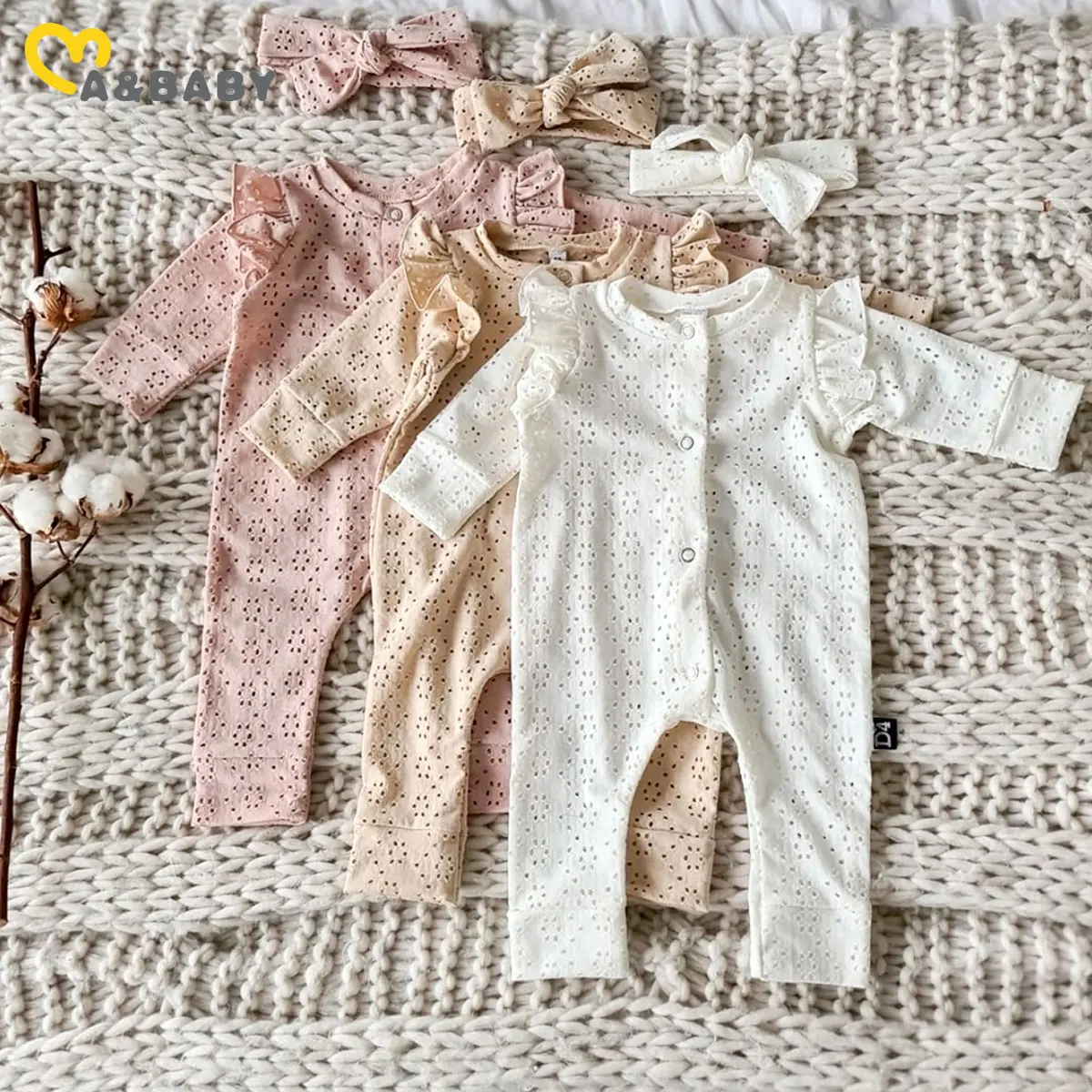 

Ma&Baby 0-24M Newborn Infant Baby Girls Jumpsuit Ruffle Long Sleeve Romper Autumn Spring Baby Clothing Playsuit
