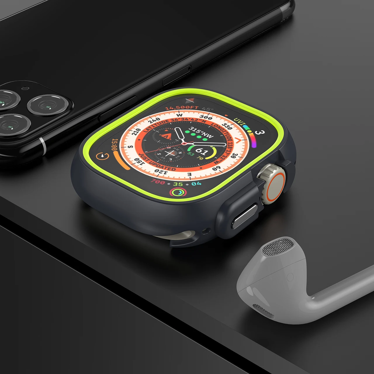 Cover For Apple Watch Ultra 49MM Rubber Case Frame Protective Bumper 45mm 41mm For iWatch Series 8 7 6 SE 44MM Electroplated key