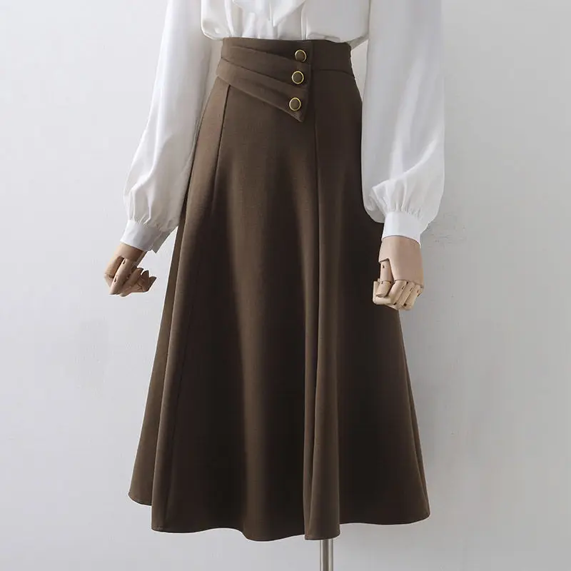 

2022 Autumn and Winter High Waist Irregular Woolen Skirt Large Swing Skirt Preppy Style Women's Clothing Japanese Fashion Lolita