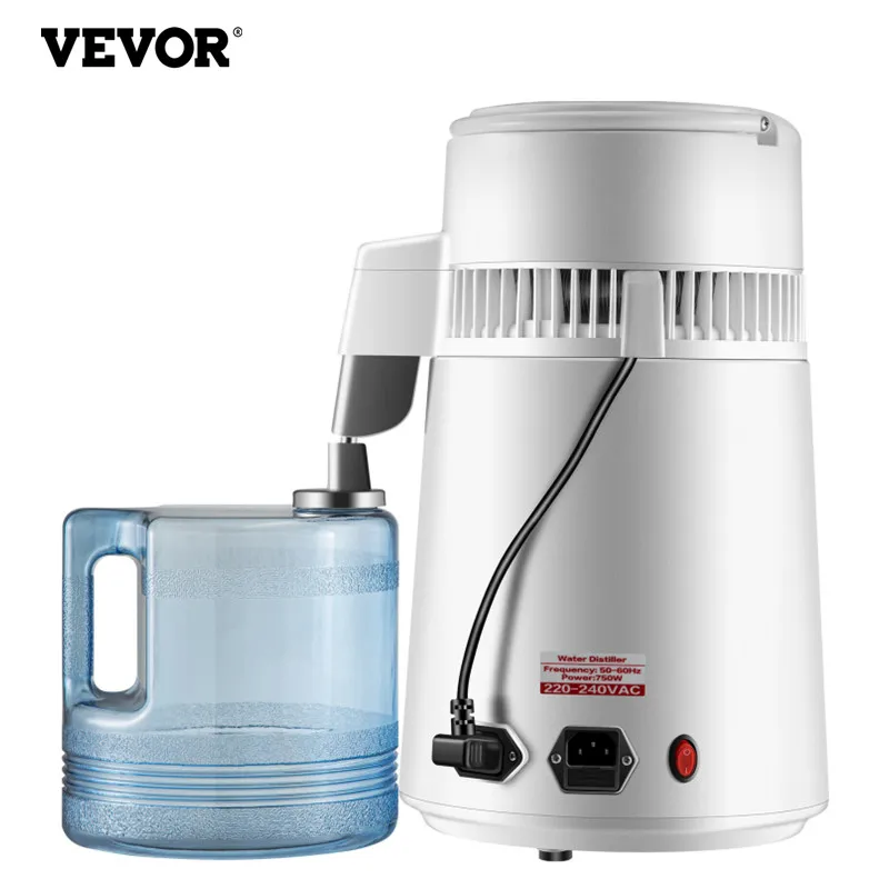 

VEVOR Water Bottle Filter Distiller Purifier Softener Treatment Stainless Steel for Medical Home Labs Hospitals Offices Use 4L