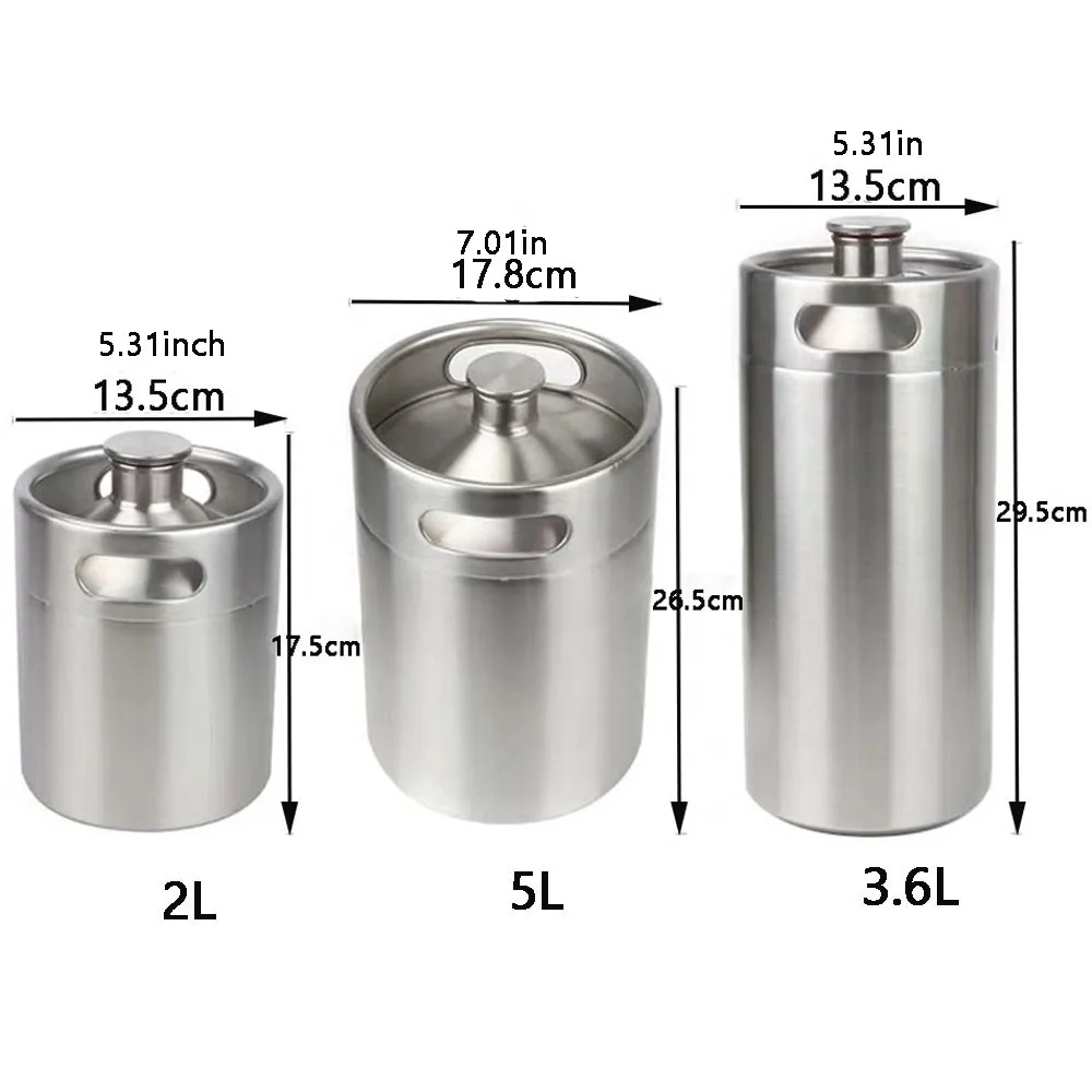 

2/3.6/5L Stainless Steel Mini Beer Keg Pressurized Growler for Craft Beer Dispenser System Home Brew Brewing
