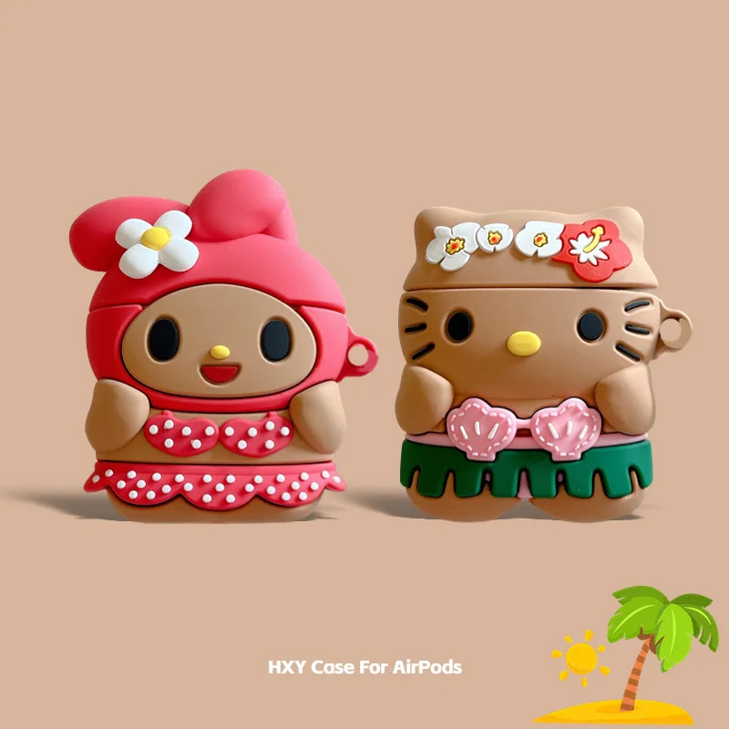 

Sanrio Hello Kitty Mymelody for Apple Airpods 1 2 3 Pro Pro2 Hawaii 3D Case 2 Iphone Earphone Accessories Air Pod Cover