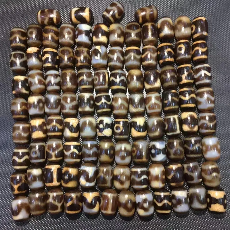 

220929-1 New Arrival 100pcs/lot Fine Accessories 13*18mm Natural Agate Stone Different Patterns Tibetan Dzi Beads for Bracelets