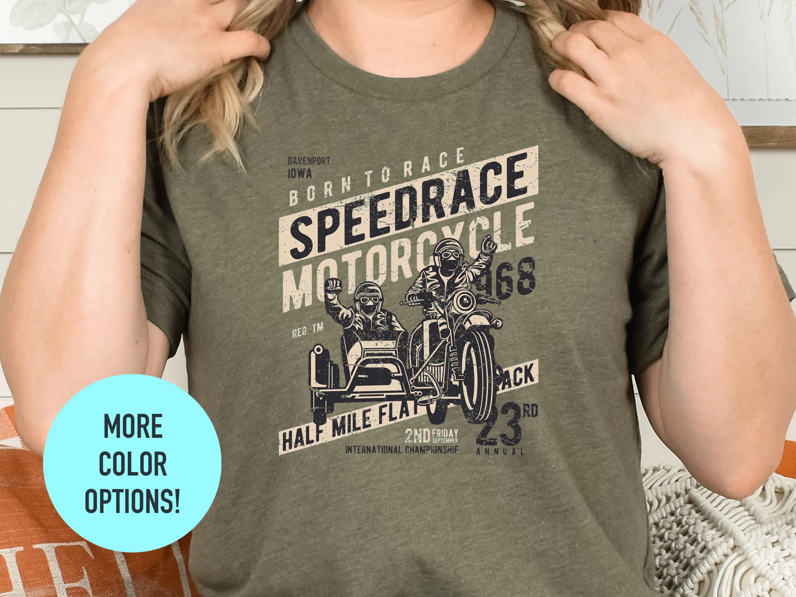 Винтажная мотоциклетная футболка Speed Racer Comfort Colors с коляской для гонок