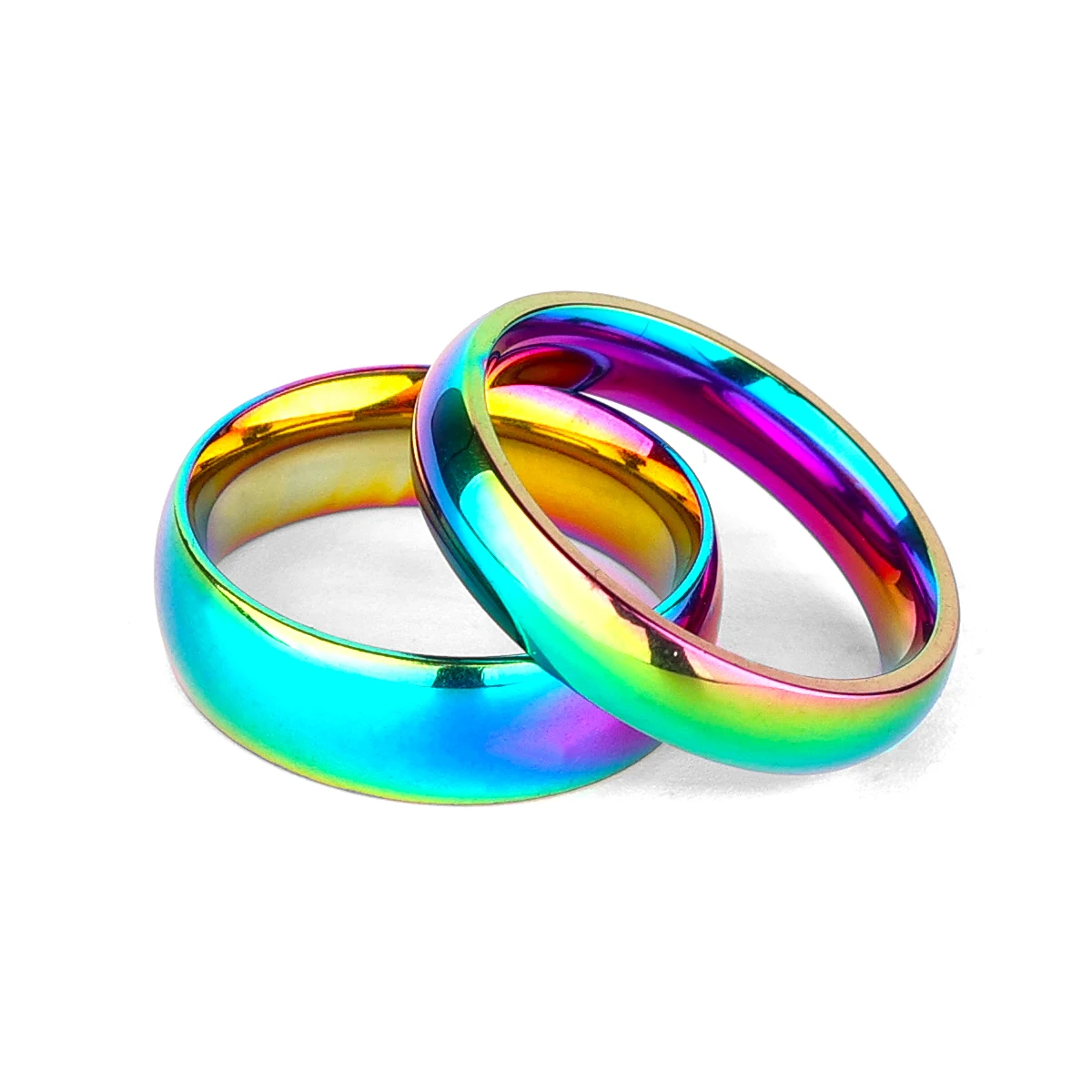 

316 Stainless Steel Ring Fashion Simple Shiny Color Rainbow High Quality Punk Men Boyfriend Creative Jewelry Gift Wholesale