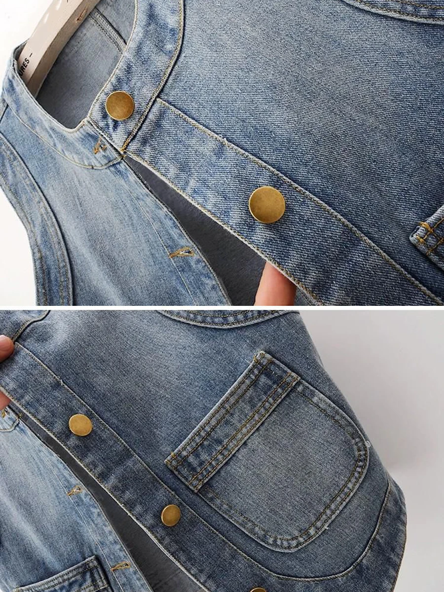 Европейские товары Джинсовый жилет Женская верхняя одежда ранней осени Жилет