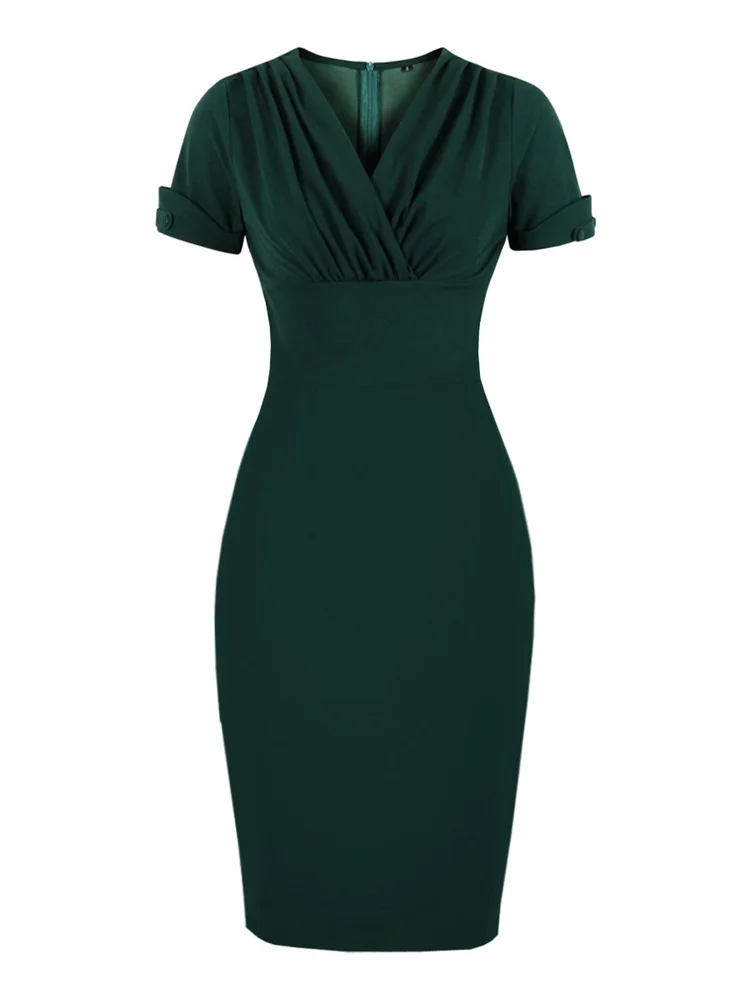 

Retro Sexy V-neck Temperament High Waist Mini Dress Casual Smocked Waist Bag Hip Pencil Dress 2022 New Women's Clothing Robe
