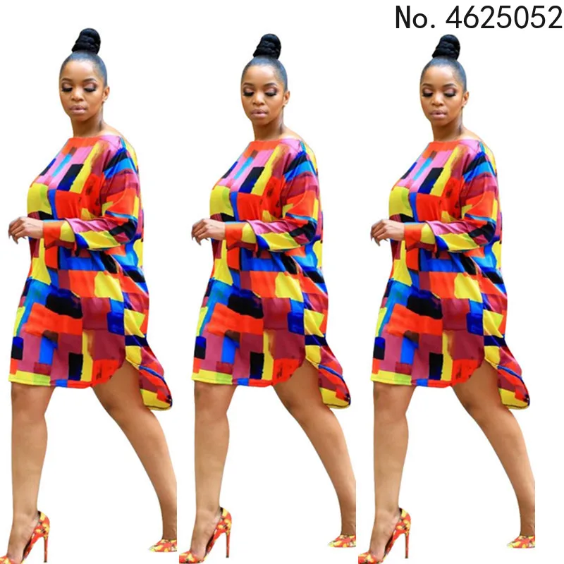 

Лето 2022, Африканское женское платье с длинным рукавом и круглым вырезом, Повседневное Платье До Колена, африканские платья для женщин