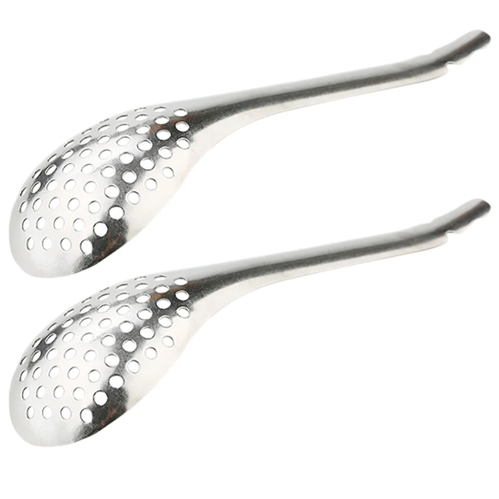 

2 Pcs Caviar Colander Metal Serving Spoons Pasta Strainer Cooking Spoon Tablespoon Plating Spoons Stainless Steel Skimmer Scoop