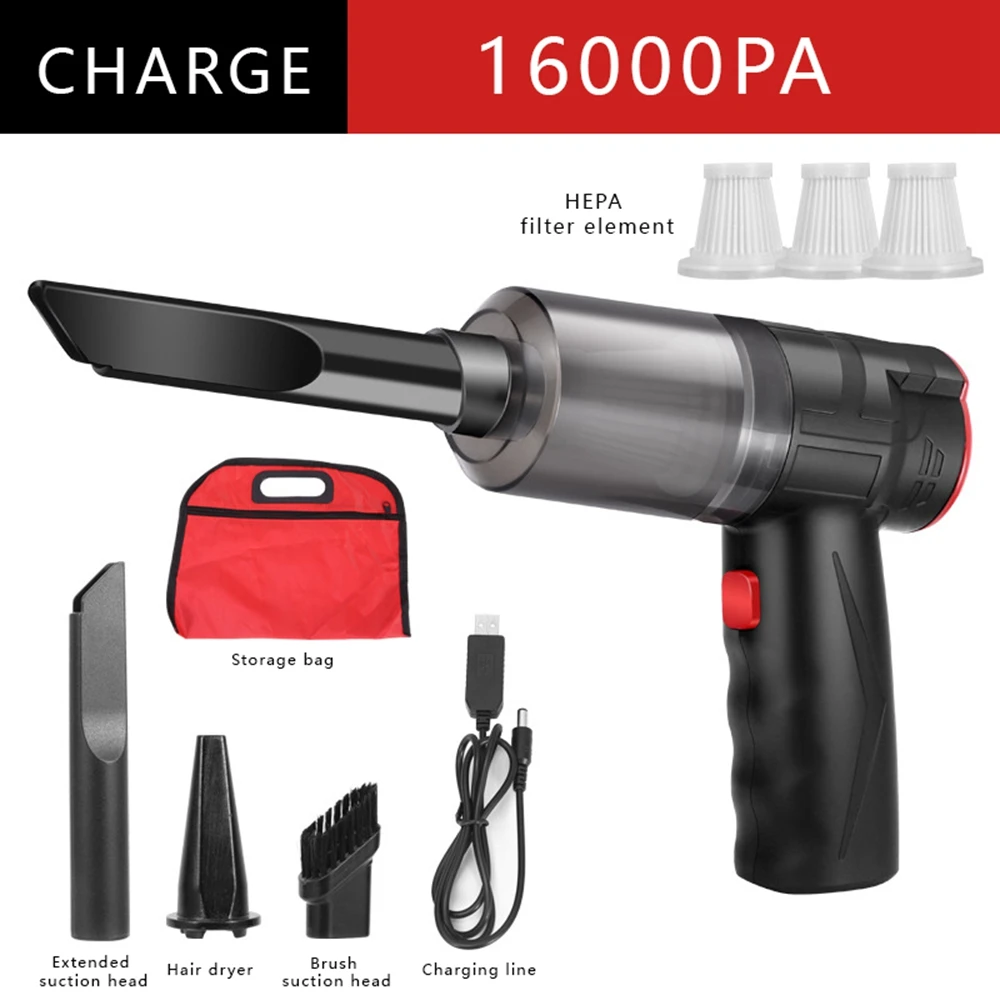 

16000Pa Wireless Car Vacuum Cleaner 150W Portable Powerful Suction Wet And Dry 2 In 1 Air Blower Home Car Mini Vacuum Cleaner