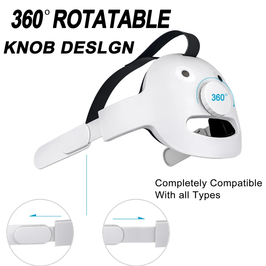 

Ergonomic VR Headset Headband Adjustable Head Strap Virtual Reality Accessories Replacement for Oculus Quest 2