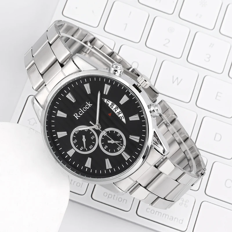 

Часы наручные мужские кварцевые с календарем, из нержавеющей стали